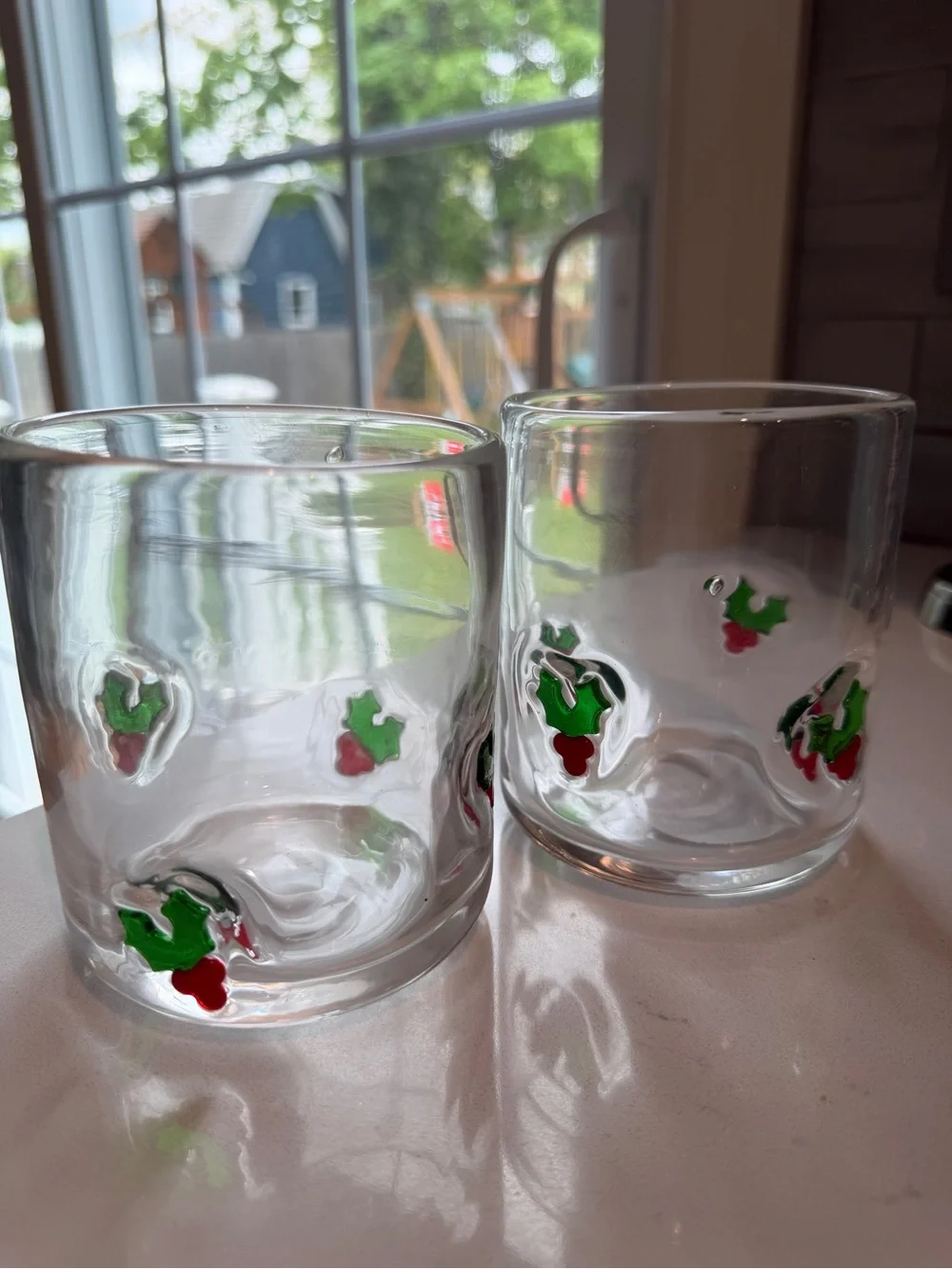 Target Holly Holiday Clear Glass Tumblers set of 2 NEW
